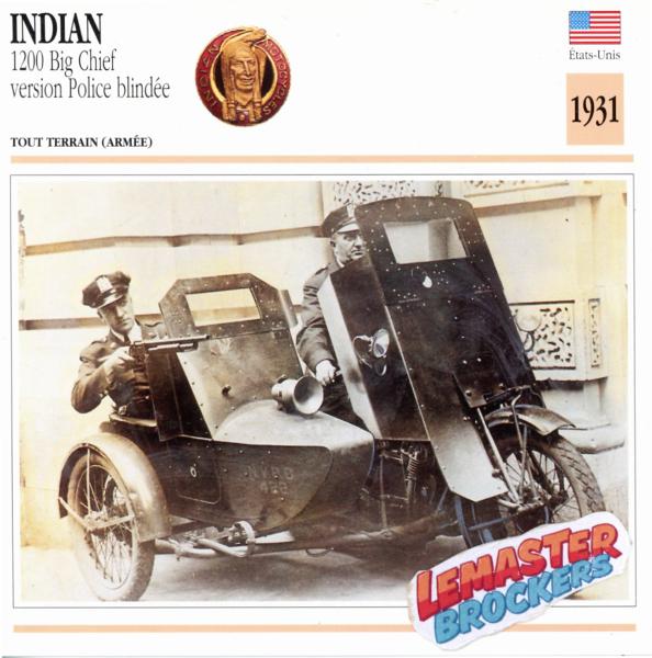 FICHE INDIAN 1200 BIG CHIEF POLICE BLINDEE 1931