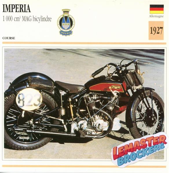 FICHE MOTO IMPERIA MAG V TWIN BICYLINDRE 1927