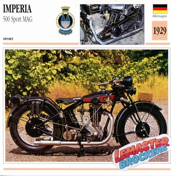 FICHE MOTO IMPERIA 500 SPORT MAG 1929
