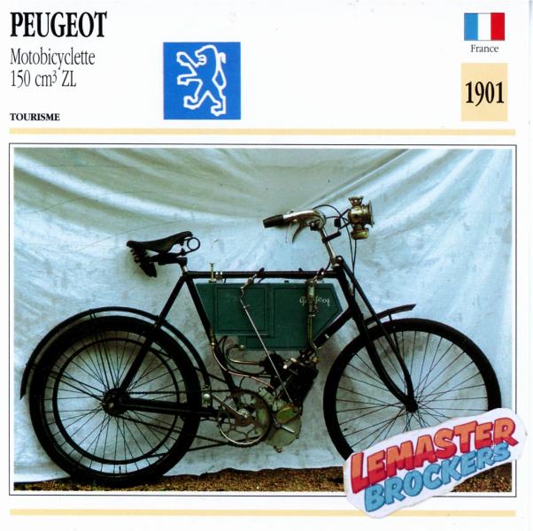FICHE MOTO PEUGEOT MOTOBICYCLETTE 150 ZL 1901
