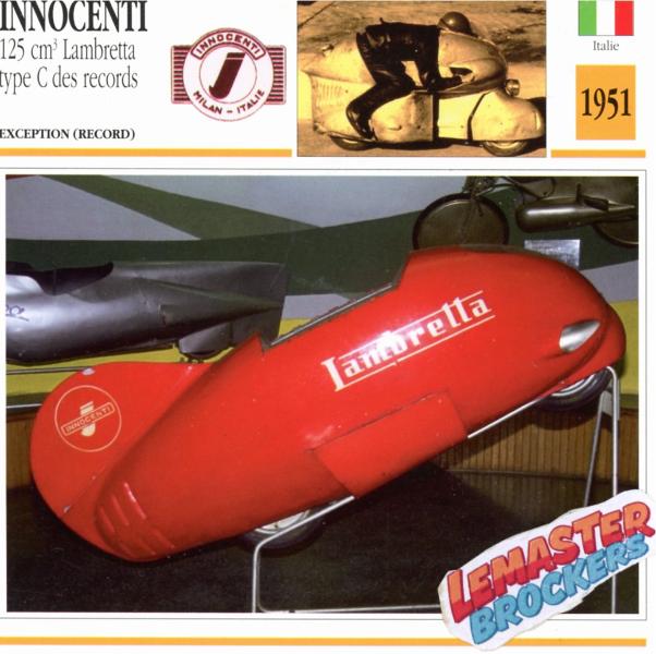FICHE INNOCENTI 125 LAMBRETTA C DES RECORDS 1951