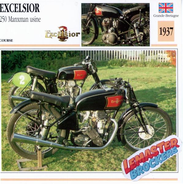 FICHE MOTO EXCELSIOR 250 MANXMAN USINE 1937