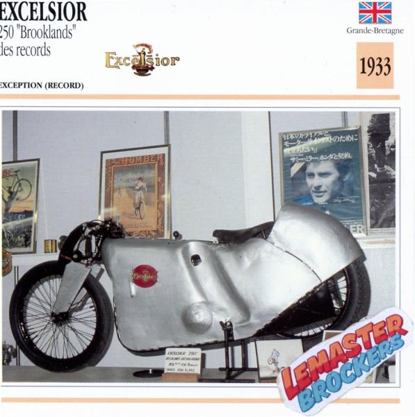 FICHE MOTO 250 EXCELSIOR BROOKLANDS DES RECORDS 1933