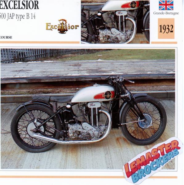 FICHE MOTO 500 EXCELSIOR JAP B14 1932