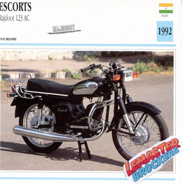 FICHE MOTO ESCORTS RAJDOOT 123 AC 1992