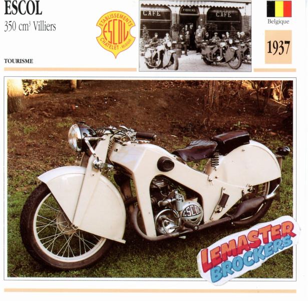 FICHE MOTO ESCOL 350 VILLIERS 1937