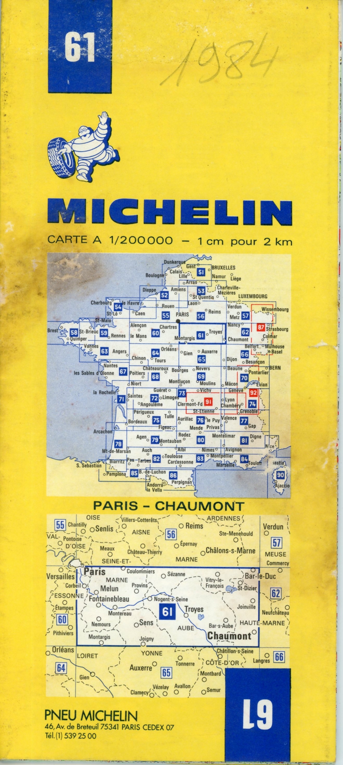 CARTE-ROUTIÈRE-MICHELIN-61-1984-LEMASTERBROCKERS-COLLECTION-CARTE-MICHELIN