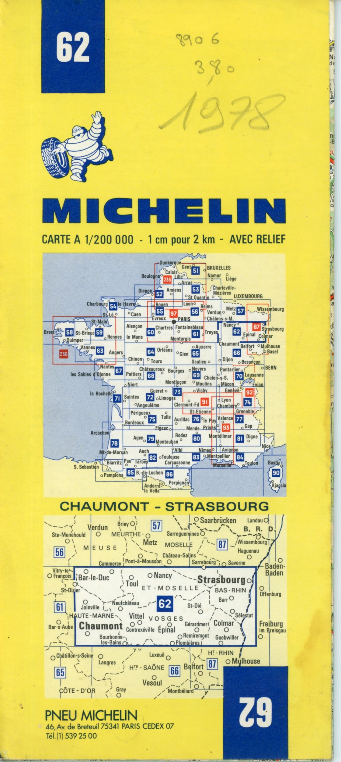 CARTE-ROUTIÈRE-MICHELIN-62-1978-LEMASTERBROCKERS-COLLECTION-CARTE-MICHELIN