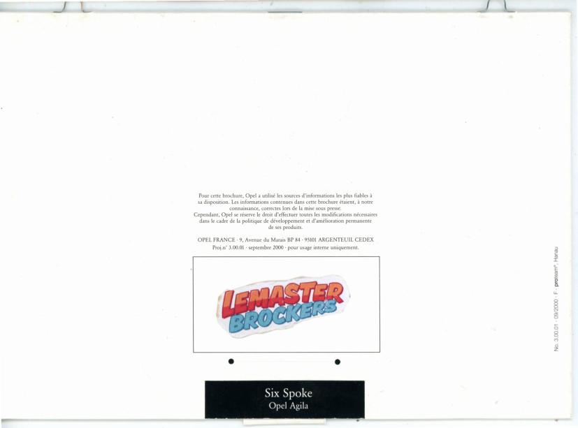 BROCHURE OPEL JANTES ALLIAGE AGILA ET CORSA