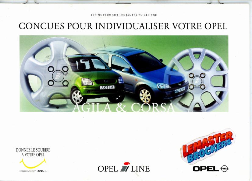 BROCHURE OPEL JANTES ALLIAGE AGILA ET CORSA