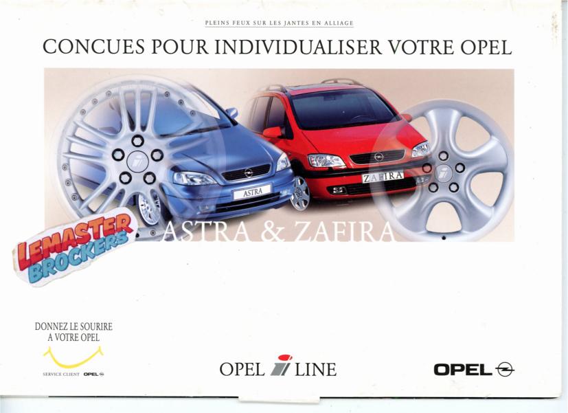 BROCHURE OPEL JANTES ALLIAGE ASTRA ET ZAFIRA