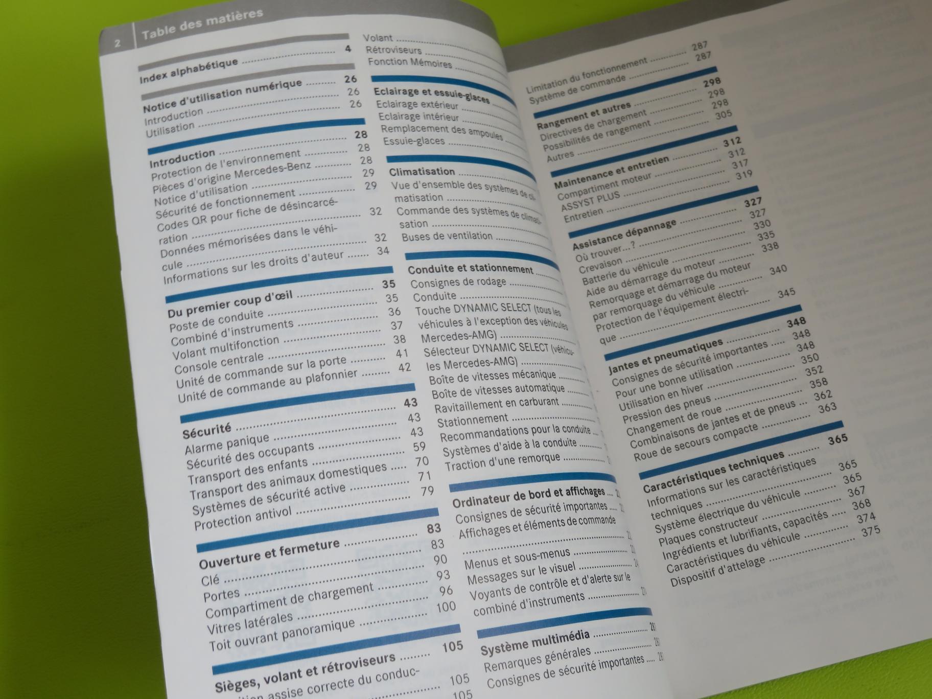 notice-mercedes-classe-a-380-pages-francais.