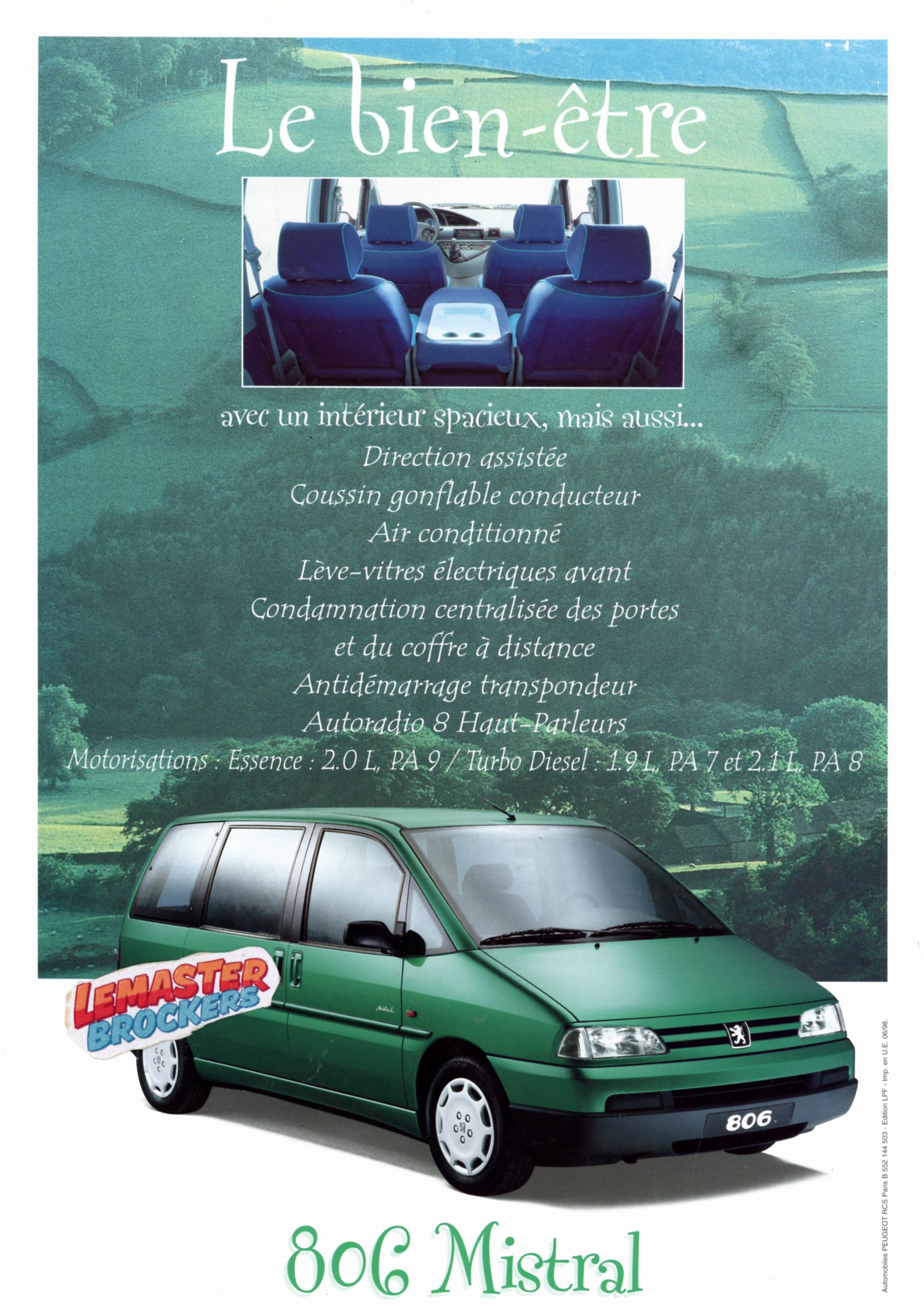 BROCHURE PEUGEOT 806 MISTRAL 1998