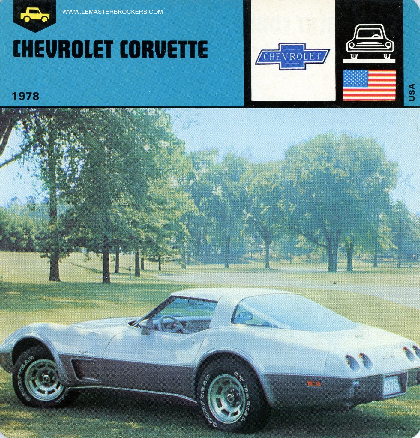 FICHE CHEVROLET CORVETTE CARS-CARD-VOITURE-DE-SPORT