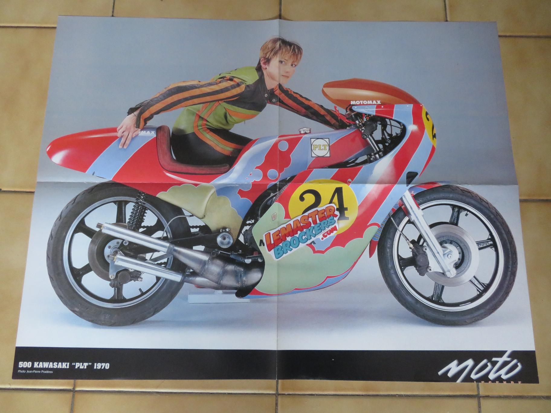 POSTER MOTO 500 KAWASAKI "PLT" 1970