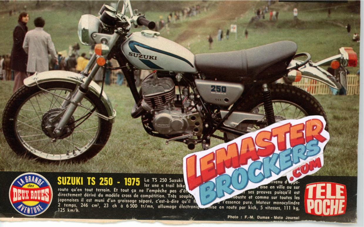 FICHE TELE POCHE MOTO SUZUKI TS250 1975