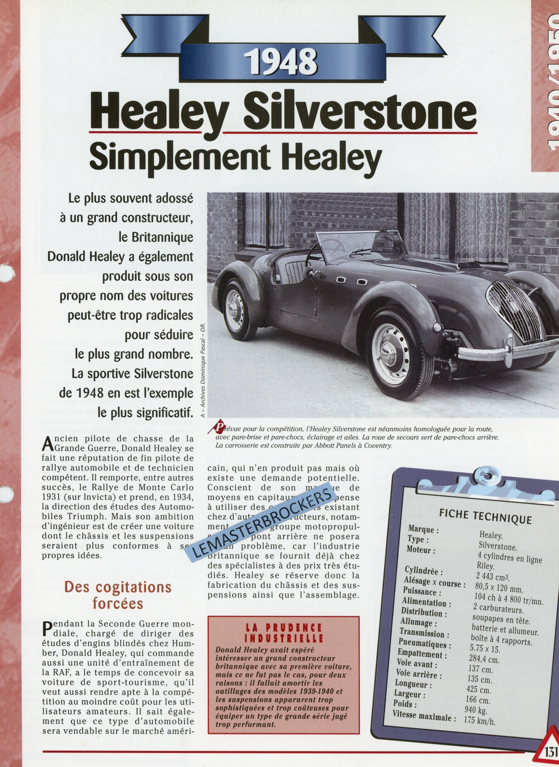 HEALEY-SILVERSTONE-1948-FICHE-TECHNIQUE-FICHE-AUTO-HACHETTE-LEMASTERBROCKERS