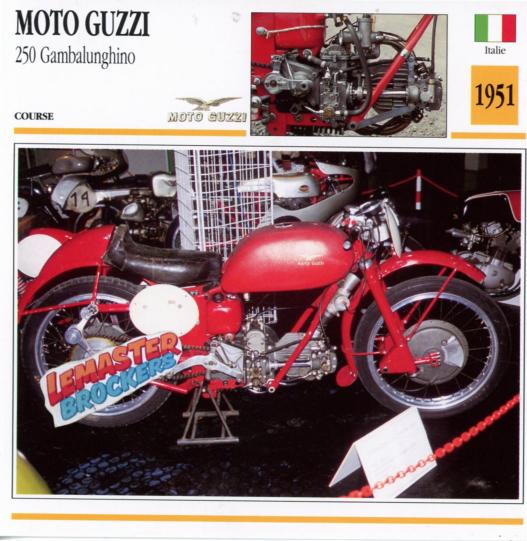 FICHE MOTO GUZZI 250 GAMBALUNGHINO 1951
