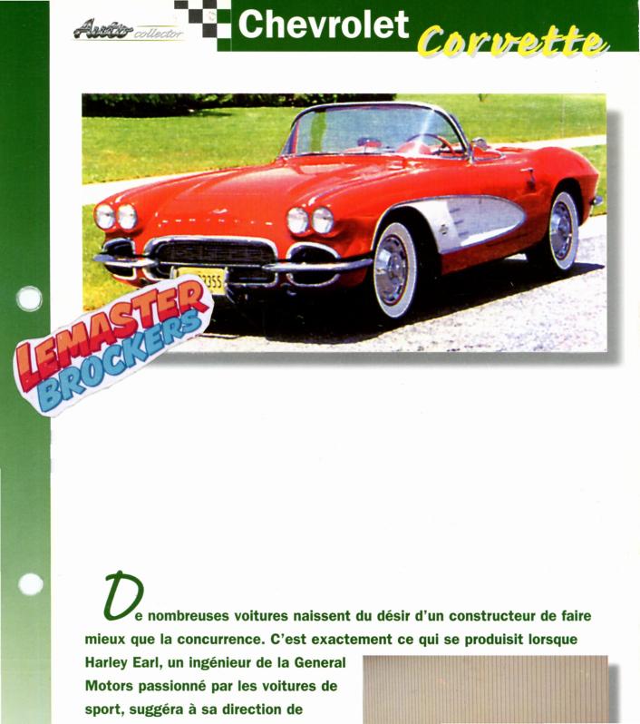 FICHE CHEVROLET CORVETTE