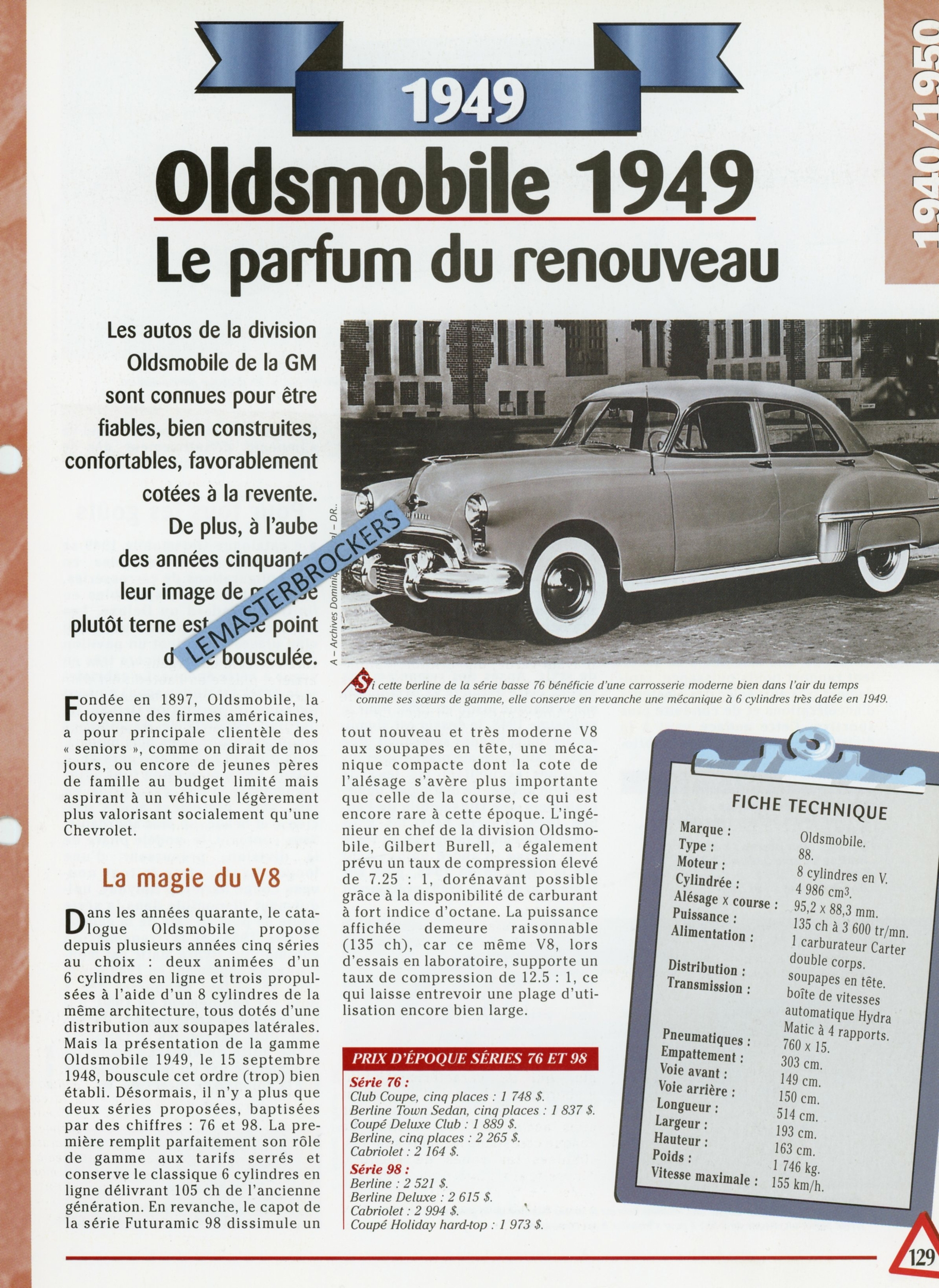 OLDSMOBILE-88-1949-FICHE-TECHNIQUE-FICHE-VOITURE-ANCIENNE-HACHETTE-LEMASTERBROCKERS