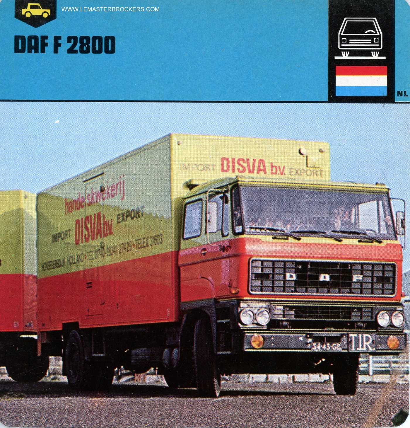 FICHE CAMION DAF F2800 TRUCK CARD