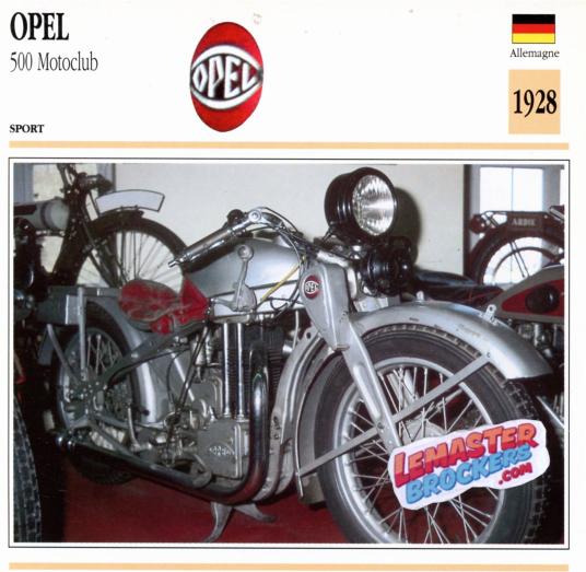 FICHE MOTO OPEL 500 MOTOCLUB – 1928