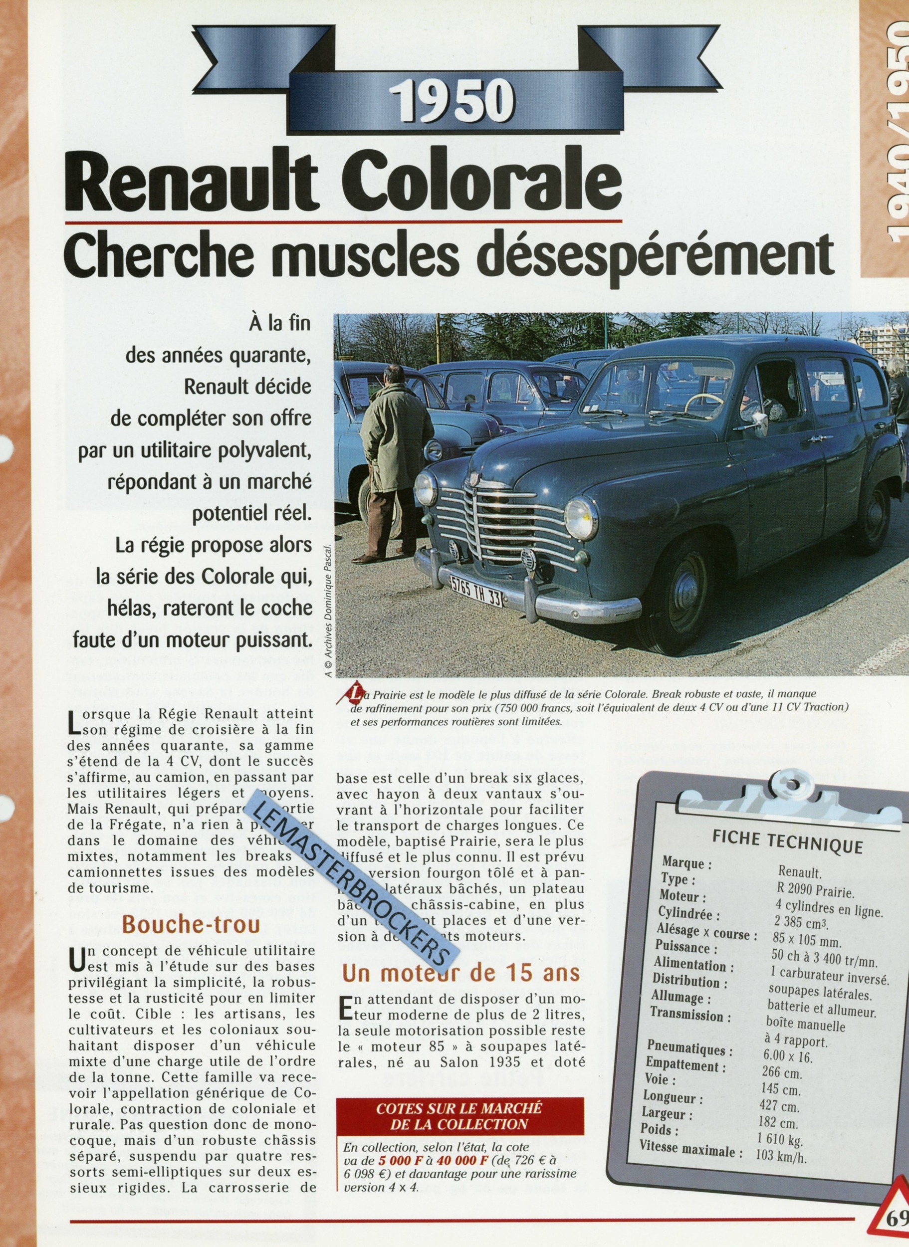 RENAULT-COLORALE-PRAIRIE-FICHE-TECHNIQUE-FICHE-AUTO-HACHETTE-LEMASTERBROCKERS