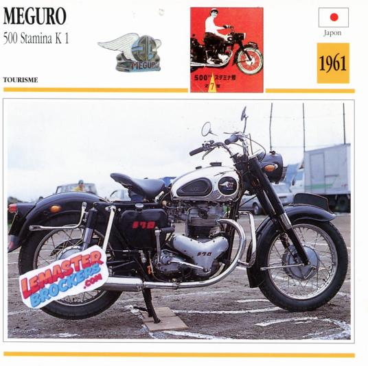 FICHE MOTO MEGURO 500 STAMINA K1 1961