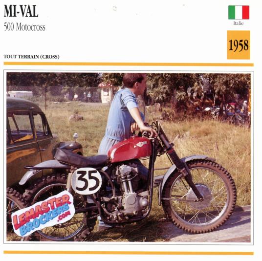 FICHE MOTO MI-VAL 500 MOTOCROSS 1958