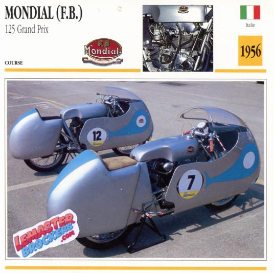 FICHE MOTO MONDIAL 125 GP GRAND PRIX 1956