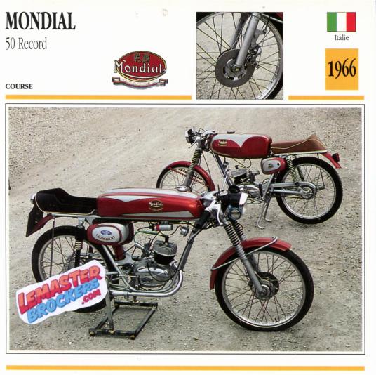 FICHE MOTO MONDIAL 50 RECORD 1966
