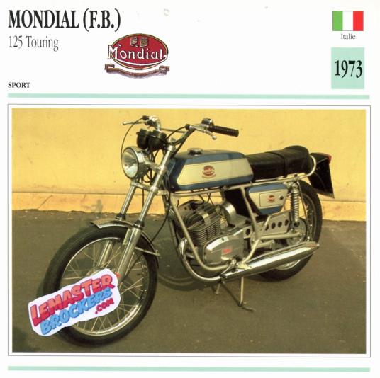 FICHE MOTO MONDIAL 125 TOURING 1973