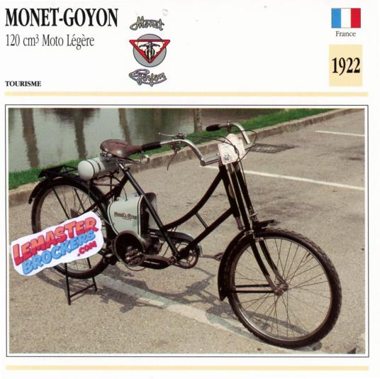 FICHE MOTO MONET-GOYON 120 MOTO LEGERE 1922