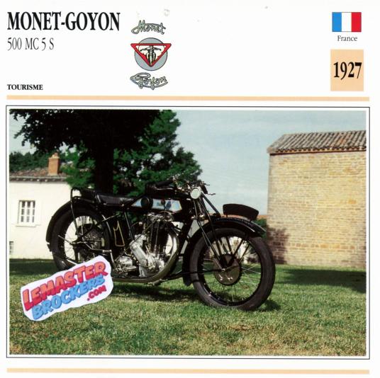 FICHE MOTO MONTEY-GOYON 500 MC 5 S 1927