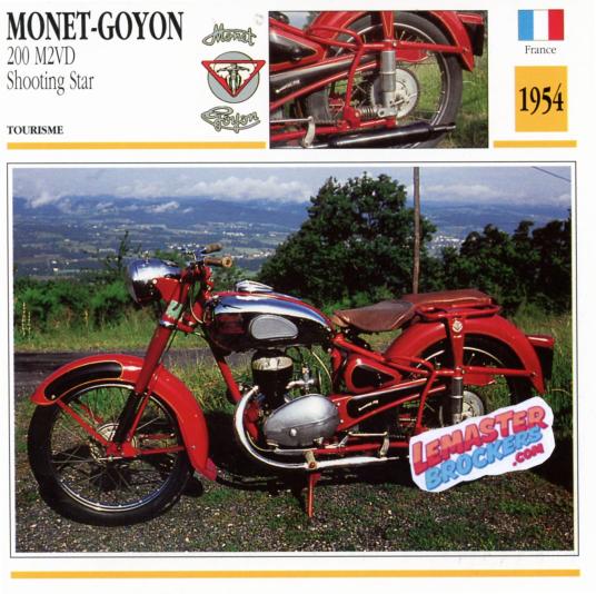 FICHE MOTO MONET GAYON 200 M2VD SHOOTING STAR 1954