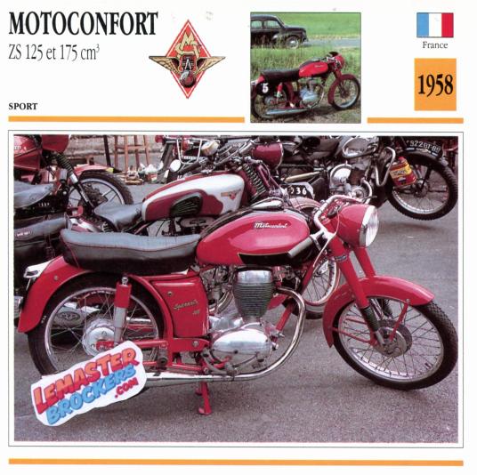 FICHE MOTOCONFORT ZS 125CC 175CC 1958