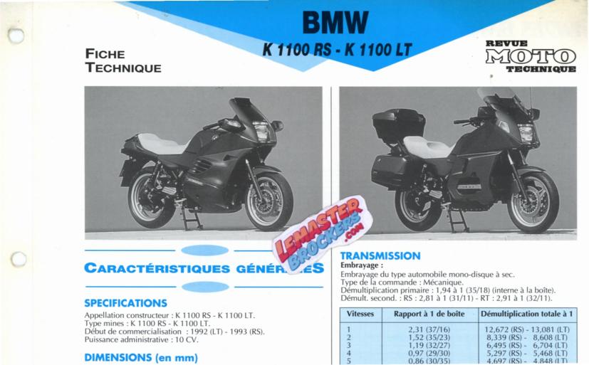 fiche-technique-bmw-k1100rs-k1100lt-