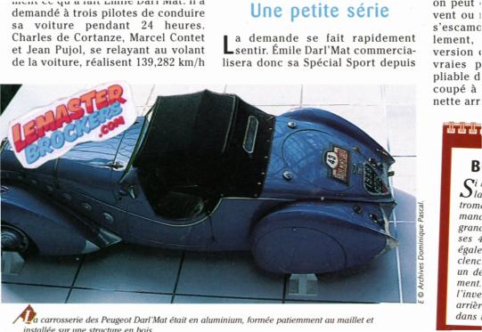 Fiche automobile Peugeot Darl’Mat 302 et 402 Spécial Sport 1936