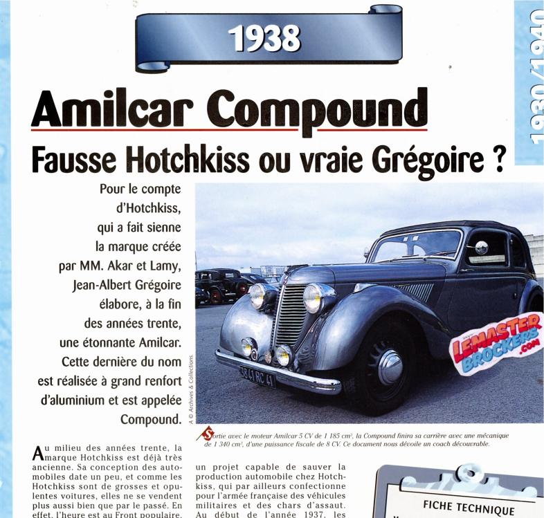 Fiche automobile Amilcar Compound B38 1938