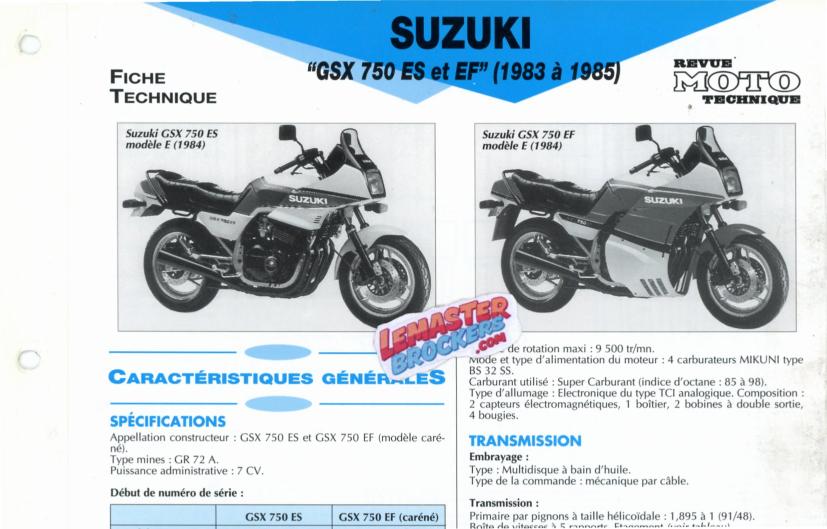 FICHE TECHNIQUE MOTO SUZUKI GSX 750
