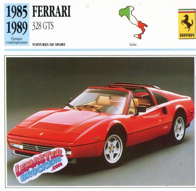 Ferrari 328 GTS 1985-1989 – Fiche technique auto originale recto verso