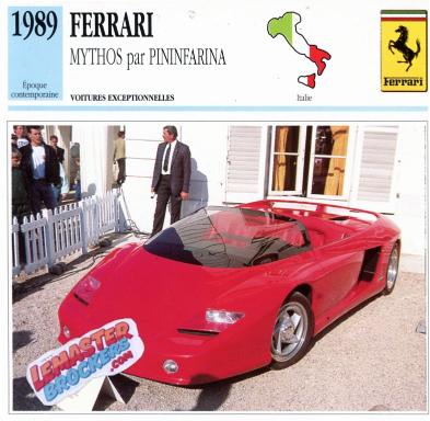 Ferrari Mythos Pininfarina 1989 – Fiche technique auto prototype Ferrari