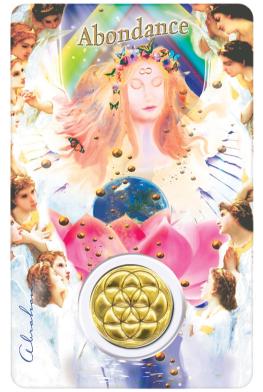 Médaille Abondance sur Carte Énergétique avec Symbole Fleur de Vie