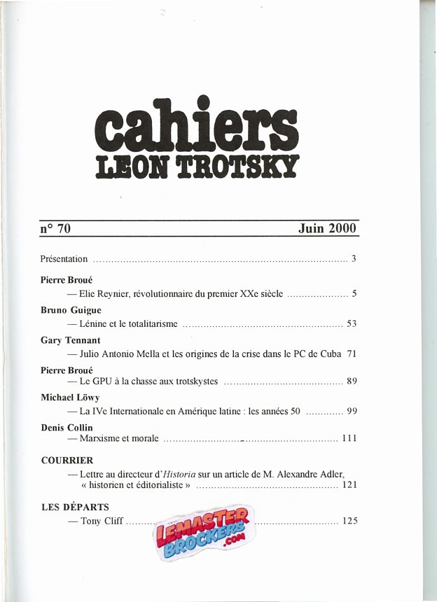 Cahiers Léon Trotsky n° 70 – Histoire et pensée trotskyste (exemplaire original)