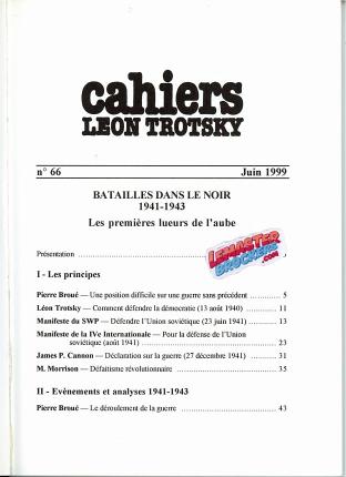 Cahiers Léon Trotsky n° 66 – Batailles dans le noir (1941-1943), exemplaire original
