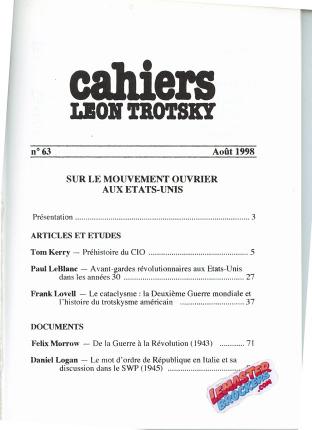 Cahiers Léon Trotsky n° 63 – Mouvement ouvrier USA