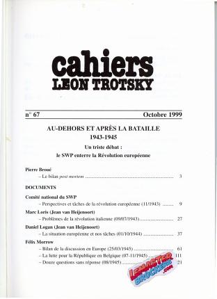 Cahiers Léon Trotsky n° 67 – Après-guerre 1943–1945