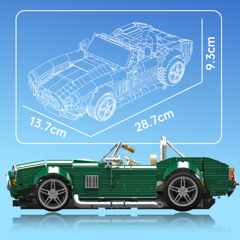 MAQUETTE VOITURE VINTAGE AC COBRA EN BRIQUES TECHNIQUES MOULD KING 10228