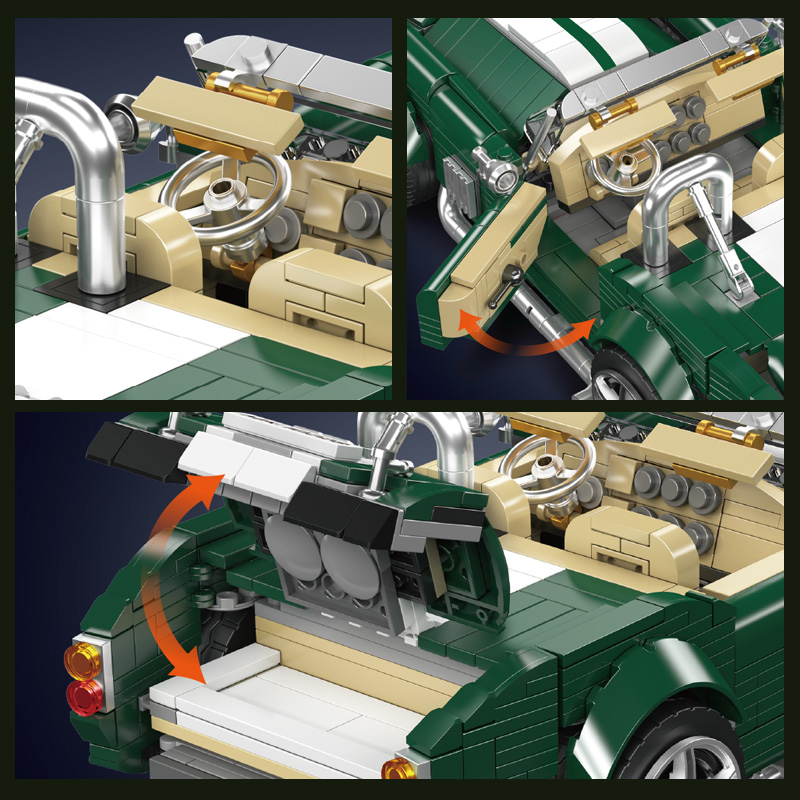 MAQUETTE VOITURE VINTAGE AC COBRA EN BRIQUES TECHNIQUES MOULD KING 10228