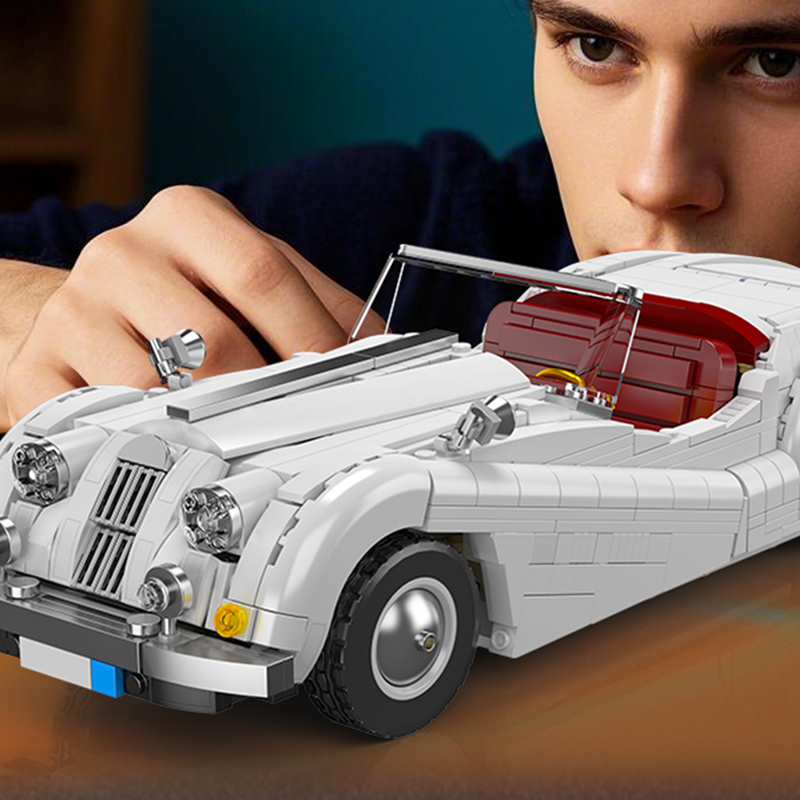 MAQUETTE VOITURE VINTAGE XK140 EN BRIQUES TECHNIQUES